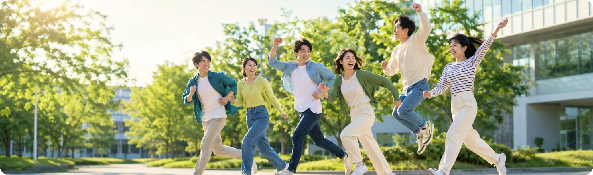 キャンパスを駆ける学生たち